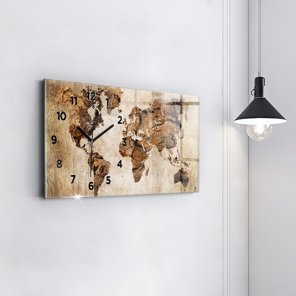 Horizontal wall clock Vintage world map