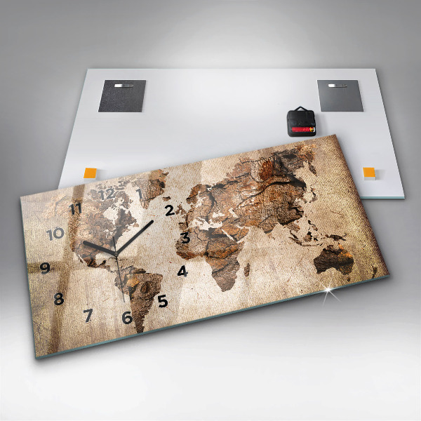 Horizontal wall clock Vintage world map