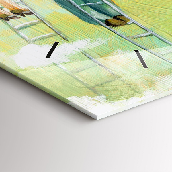 Horizontal wall clock People on the ladder