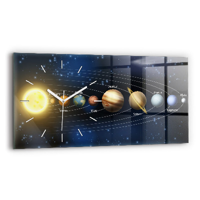 Horizontal wall clock Solar system