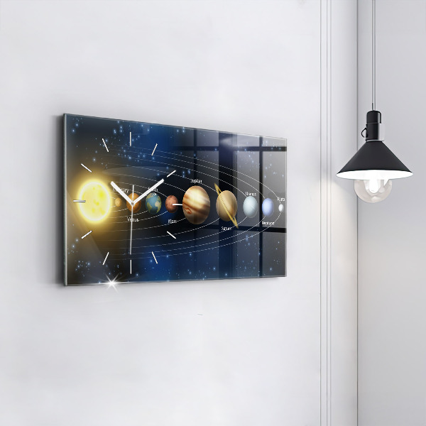 Horizontal wall clock Solar system