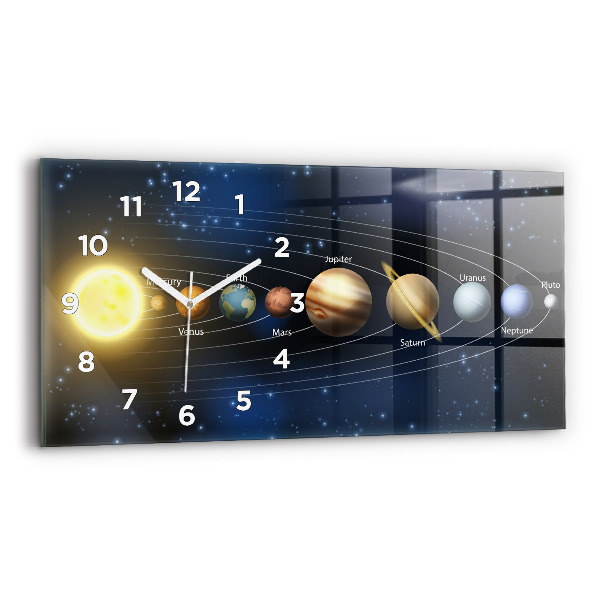 Horizontal wall clock Solar system