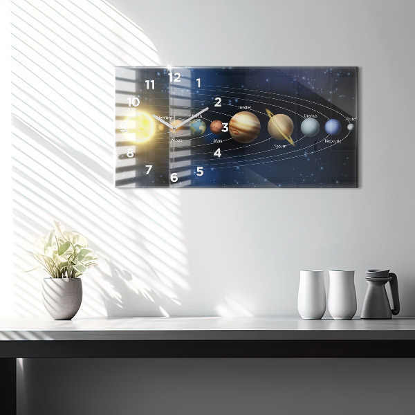 Horizontal wall clock Solar system