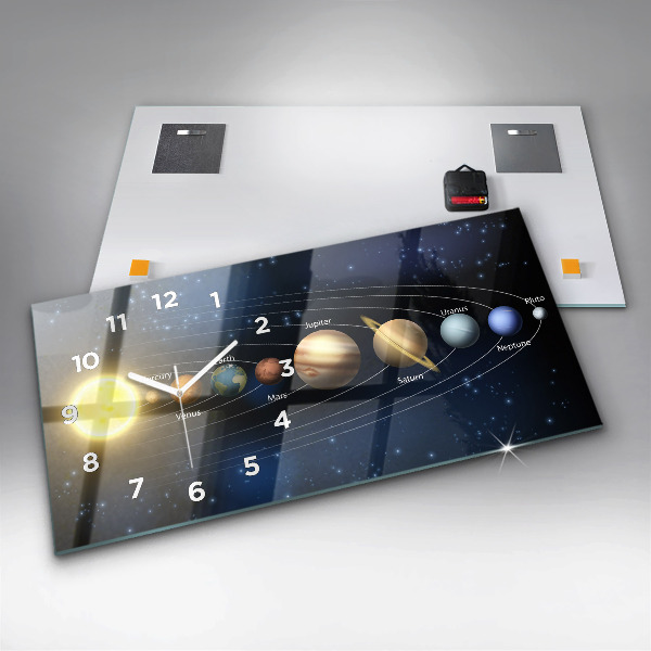 Horizontal wall clock Solar system