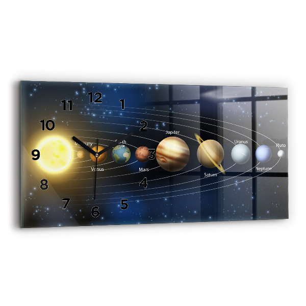Horizontal wall clock Solar system