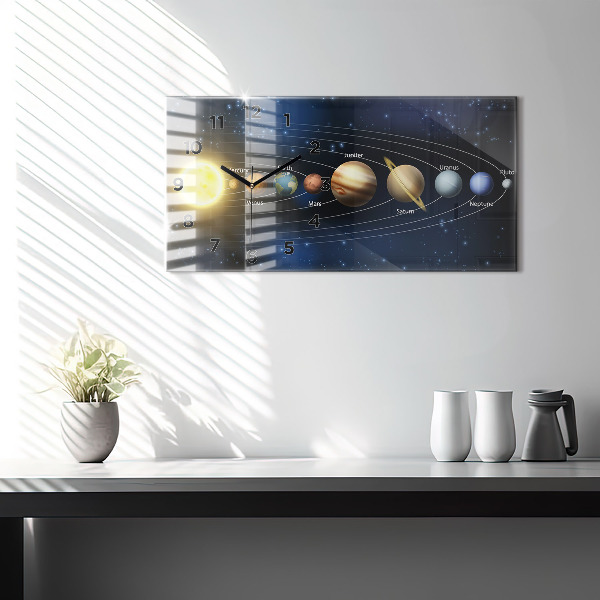 Horizontal wall clock Solar system