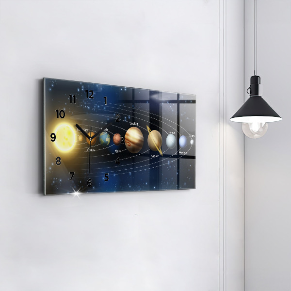 Horizontal wall clock Solar system
