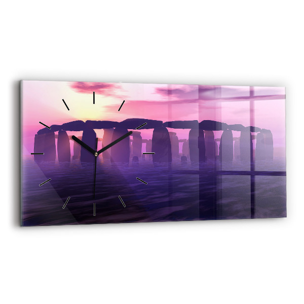 Horizontal wall clock Sunset at Stonehenge