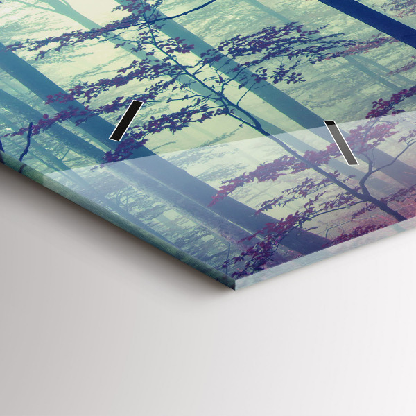 Horizontal wall clock Autumn road Forest Fog