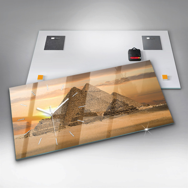 Horizontal wall clock Pyramids and sunset