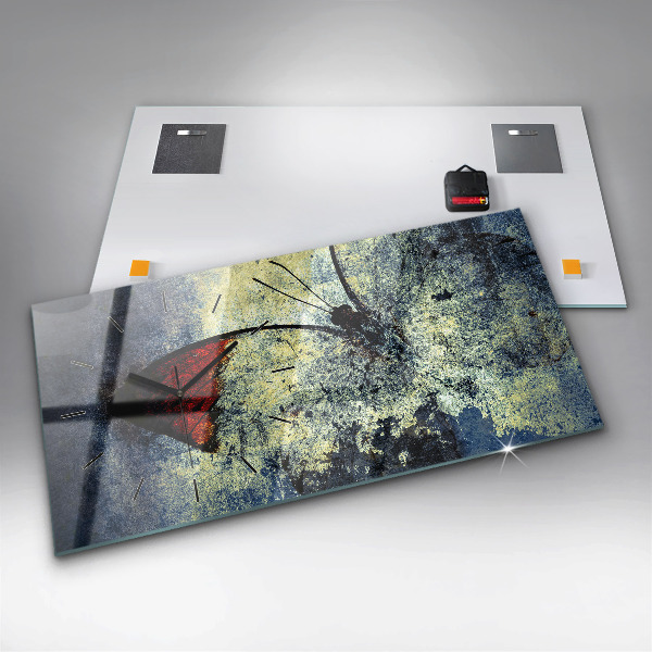 Horizontal wall clock Butterfly vintage style