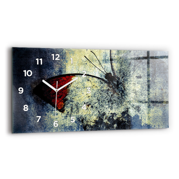 Horizontal wall clock Butterfly vintage style