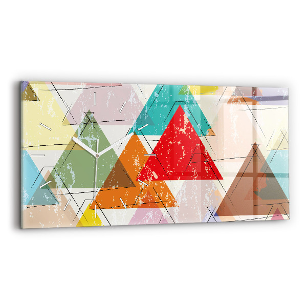 Horizontal wall clock Triangles geometric pattern