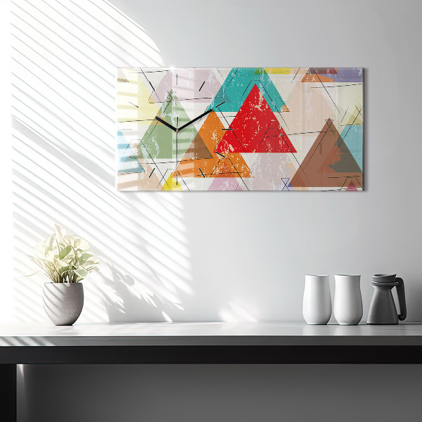 Horizontal wall clock Triangles geometric pattern
