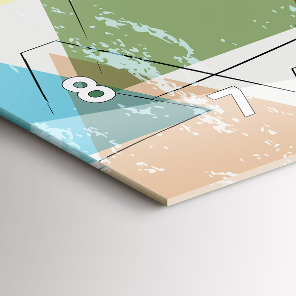 Horizontal wall clock Triangles geometric pattern