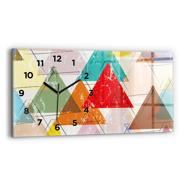Horizontal wall clock Triangles geometric pattern
