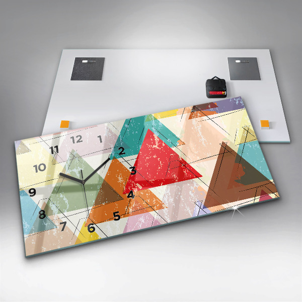 Horizontal wall clock Triangles geometric pattern