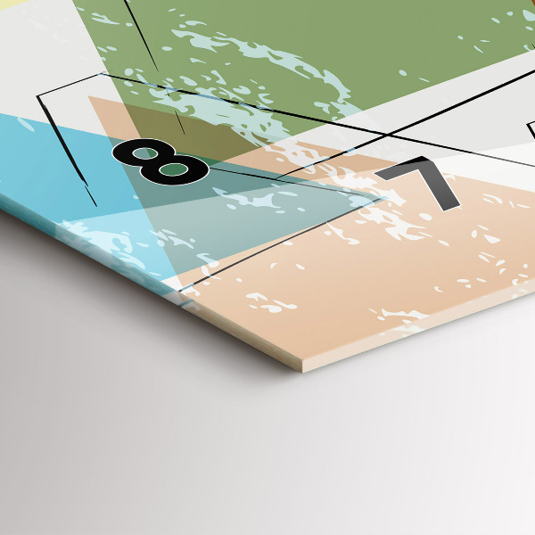 Horizontal wall clock Triangles geometric pattern