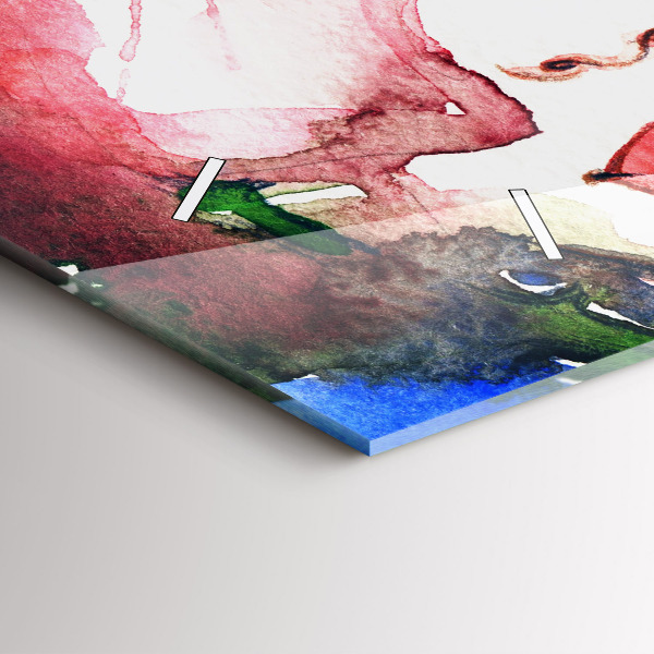 Horizontal wall clock colorful portrait of a woman