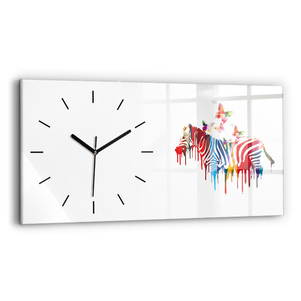 Horizontal wall clock Colorful zebra