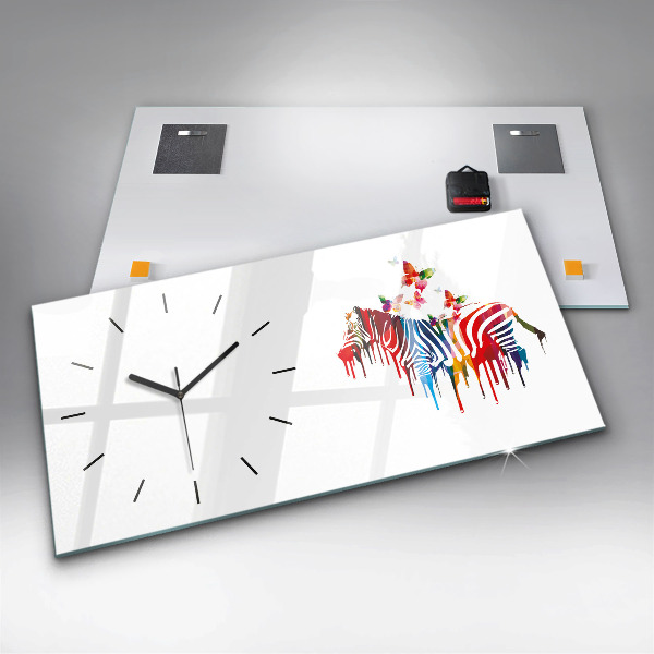 Horizontal wall clock Colorful zebra