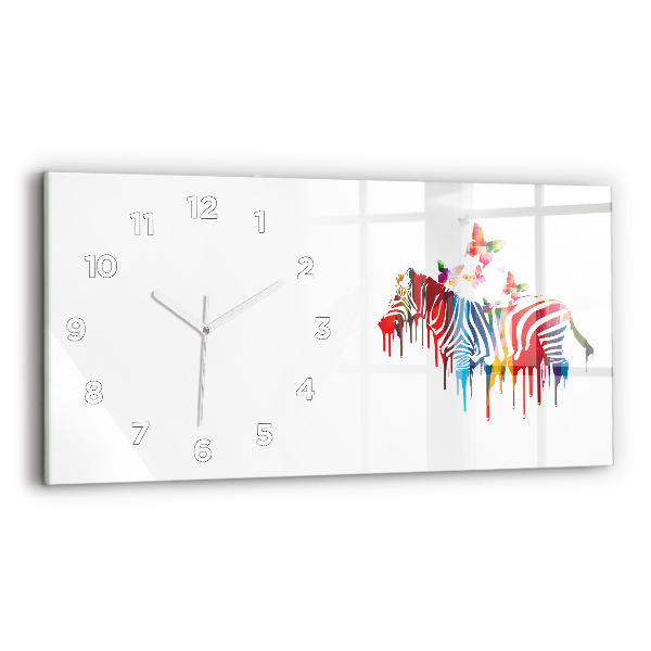 Horizontal wall clock Colorful zebra