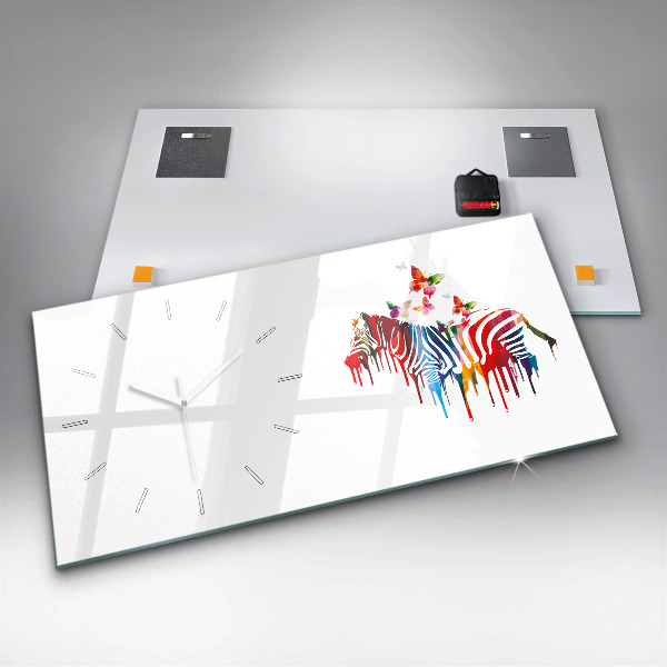 Horizontal wall clock Colorful zebra