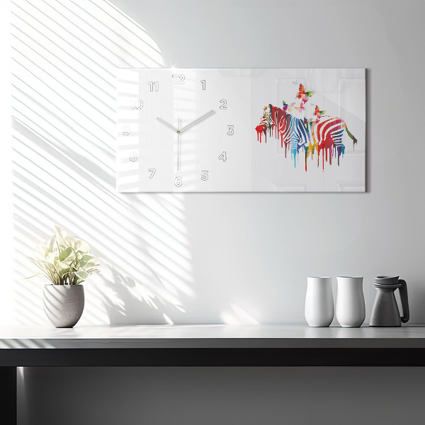 Horizontal wall clock Colorful zebra
