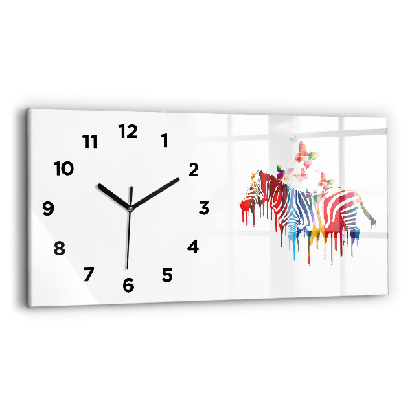 Horizontal wall clock Colorful zebra