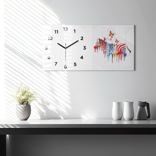 Horizontal wall clock Colorful zebra