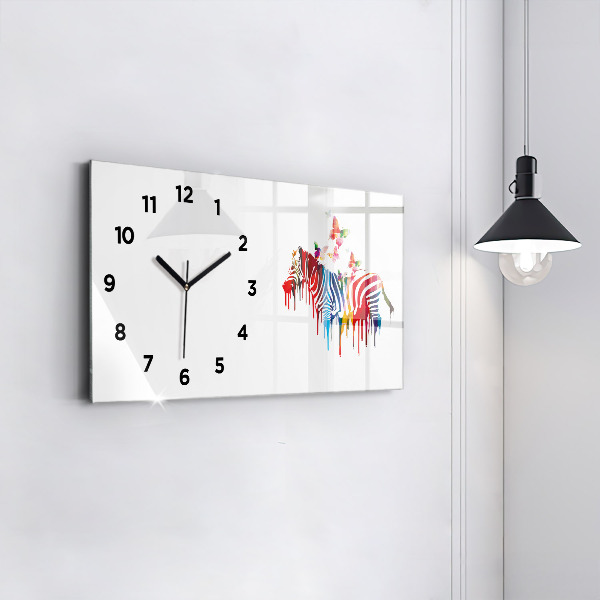 Horizontal wall clock Colorful zebra