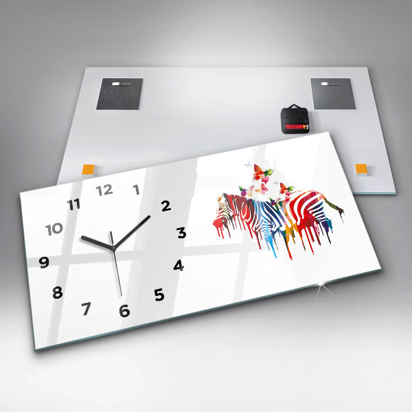 Horizontal wall clock Colorful zebra