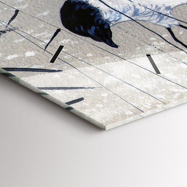 Horizontal wall clock Cranes in the reeds