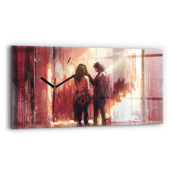 Horizontal wall clock Young couple in love