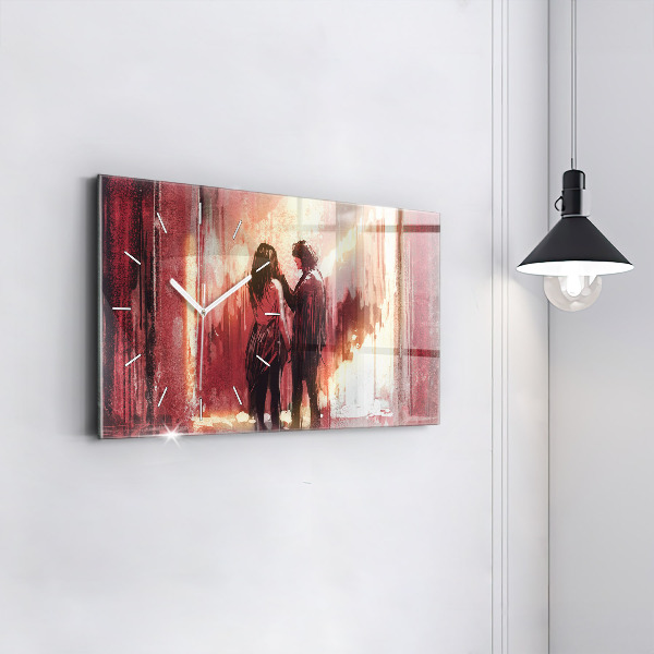 Horizontal wall clock Young couple in love