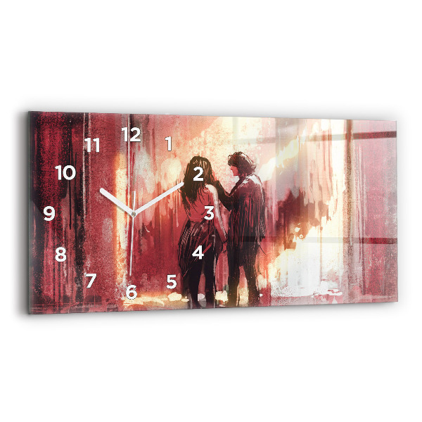 Horizontal wall clock Young couple in love