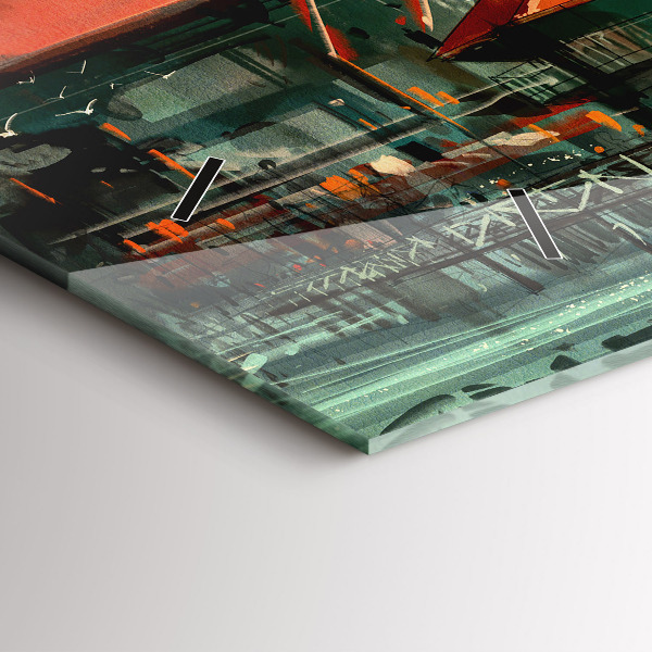 Horizontal wall clock Fishing village