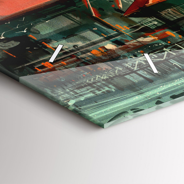 Horizontal wall clock Fishing village