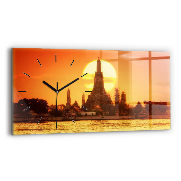 Horizontal wall clock Wat arun bangkok thailand