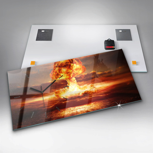 Horizontal wall clock Atomic bomb explosion