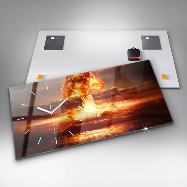 Horizontal wall clock Atomic bomb explosion