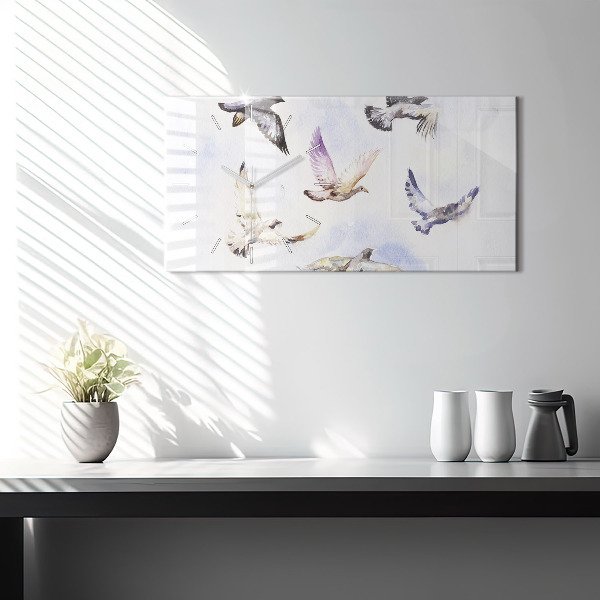 Horizontal wall clock Flying birds