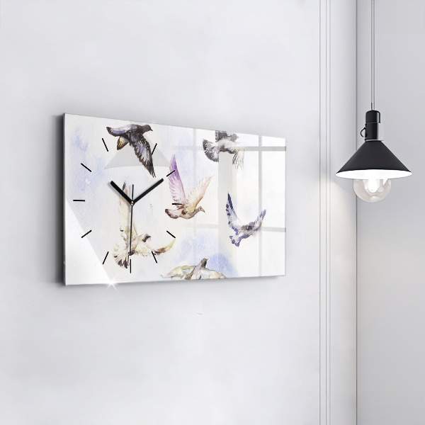 Horizontal wall clock Flying birds