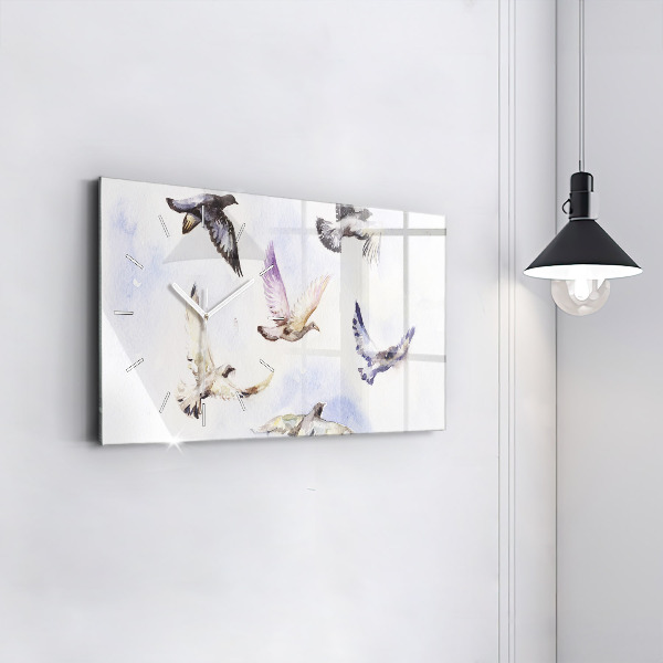 Horizontal wall clock Flying birds