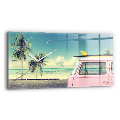 Horizontal wall clock Car with surfboard