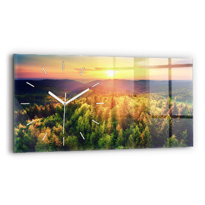 Horizontal wall clock Sunset over the hills