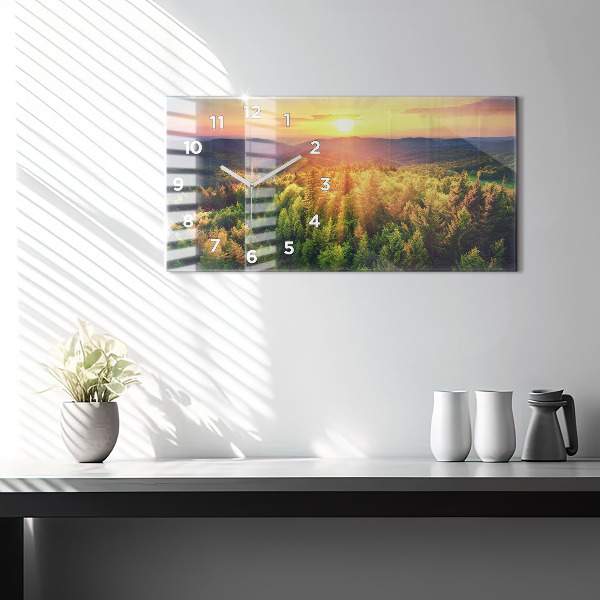 Horizontal wall clock Sunset over the hills