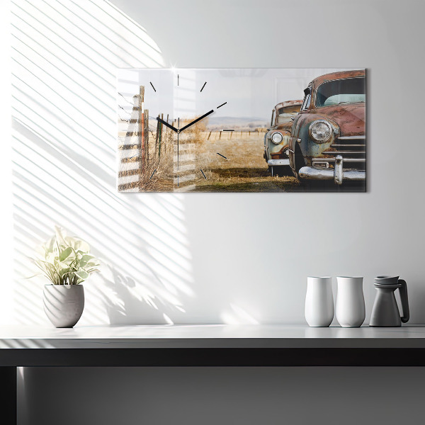 Horizontal wall clock Old cars