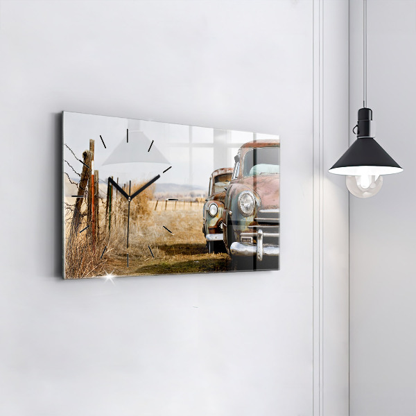 Horizontal wall clock Old cars