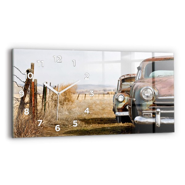 Horizontal wall clock Old cars